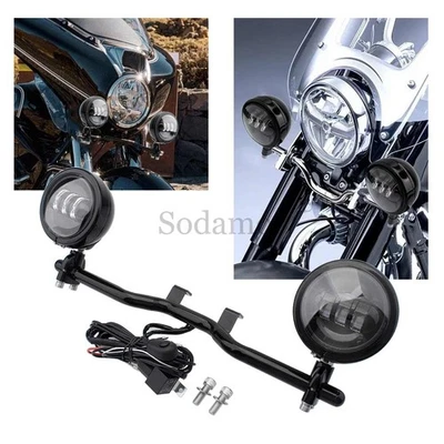 Black LED Fog Auxiliary Lights & Light Bracket Kit For BMW R 18 B R18B 2021-2023 - Image 1 of 4
