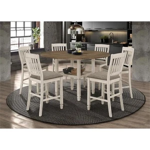 Coaster Sarasota 7-piece Wood Round Counter Dining Set Nutmeg and Rustic Cream - Picture 1 of 12
