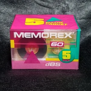 5 Packaged Memorex 60/90 Min Blank Audio Cassette Tapes - Brand New Sealed - Picture 1 of 4
