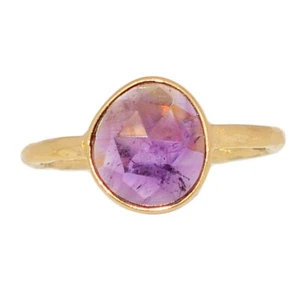 18k Gold Vermeil - Natural Amethyst - African 925 Silver Ring s.6.5 CR73343 - Picture 1 of 1