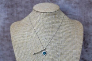 London Blue Topaz & White Topaz Sterling Silver Set of Earrings & Pendant & Chai - Picture 1 of 2