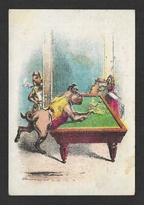 c1880's Dayton Spice Mills Trade Card - Jersey Coffee Dogs Billard Pool Play - Bild 1 von 2