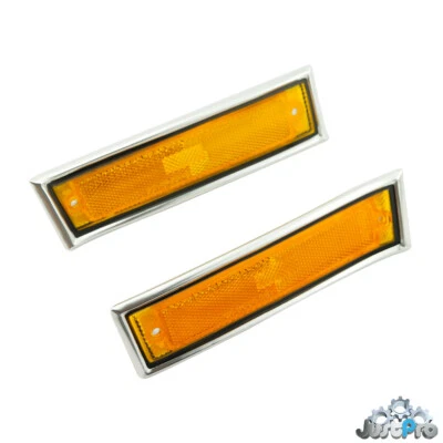 TYC Side Marker Light Corner Lamp w/ Chrome trim 81-91 GMC Chevy Pickup Amber - Image 1 of 4