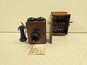 Antique Kellog Switchboard Hotel Phone 14478 & Wood Crank Ringer Box For Restore - Picture 1 of 23