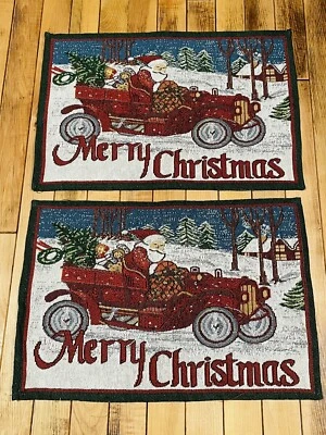 "Nuevo par de manteles tapices de Navidad Papá Noel haciendo entregas 18x12,75""" Foto 1 de 4