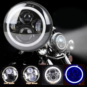 7" Car Motorcycle Hi/Lo 4 LED Headlight Angel Eyes DRL For Harley Jeep Wrangler - Picture 1 of 10