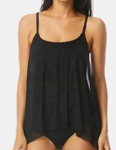 Coco Reef Handkerchief-Hem Sheer Black Flowing Tankini Racerback Top *PICK SIZE* - Picture 1 of 12