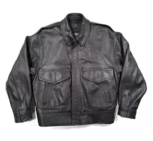 Vintage Gibson & Barnes A-2 Leather Flight Jacket Mens 40R Black With Zip Out Liner - Bild 1 von 14