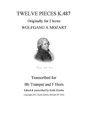 Trumpet & Horn duets - Mozart 12 Horn Duets K.487 transcribed by K. Ziemba NEW - Image 1 of 4