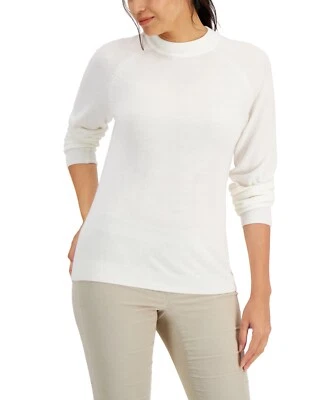 MSRP $47 Karen Scott Cotton Luxsoft Mock-Neck Sweater White Size XS (DEFECT) - Image 1 of 2