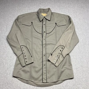 Vintage Men's Scully Western Pearl Snap Shirt Large Embroidered Diamonds Gray - Picture 1 of 9