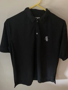 Men’s White Sox S/S Collar Shirt Black Medium Polyester Very Gently Used - Picture 1 of 8
