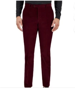 Tommy Hilfiger THFlex Modern Fit Stretch Corduroy Pants - Burgundy - 44W x 30L - Picture 1 of 7