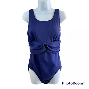 Costume da bagno Lands' End pezzo unico blu tank - reggiseno coppa morbida - taglia 16 - Foto 1 di 8