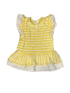 Matilda Jane Enchanted Garden Yellow White Striped Eyelet Lace Toddler Shirt - Picture 1 of 5