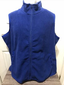 Woman Within Vest 1X Plus  Blue Houndstooth Print Full Zip Fleece Pockets - Picture 1 of 11
