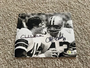 CLIFF HARRIS CHARLIE WATERS Signed Autograph 8x10 Photo COWBOYS BAS BECKETT B - Picture 1 of 1