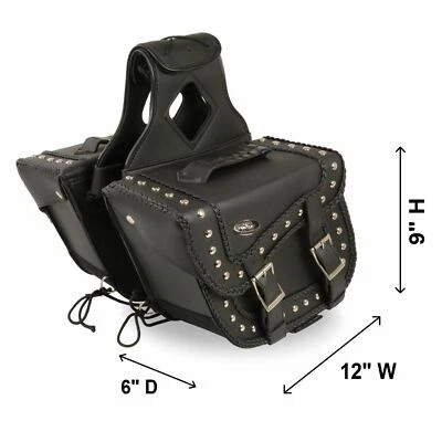 ALFORJAS DE MOTO TRENZADAS CON TACHUELAS IMPERMEABLES 12" W PARA KAWASAKI - USA10 Foto 1 de 3