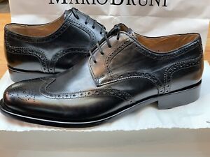 Mario Bruni Homme Made In Italy Black Wing Tip Oxford Chaussures 39712