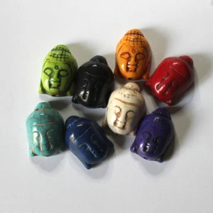 1 BUDDHA HEAD - HOWLITE - 8 COLORS - 19/28 MM - hole 2 MM - 10.5 gr approx. - Picture 1 of 12