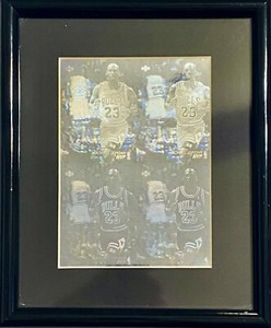 1991-92 Upper Deck #AW4 Michael Jordan Hologram (Framed 4 Card Uncut Sheet) NM+