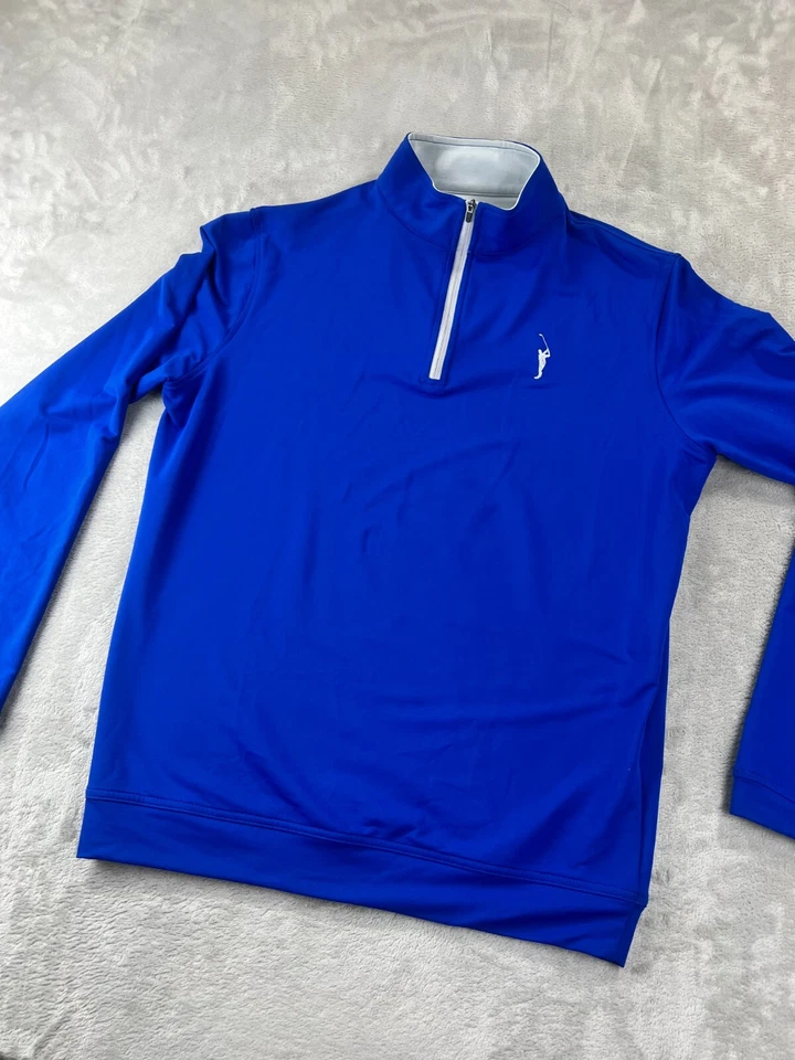 Peter Millar Sweater Mens Medium Blue 1/4 Zip Pullover Preppy Golf Logo Wicking - Image 1 of 4
