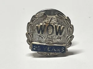 WOW Woodmen Of The World 25 Year Sterling Silver Service Tie Lapel Pin - Picture 1 of 3