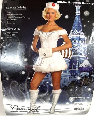 Dreamgirl Womens Sexy Holiday Party Costume White Russian Beauty- M 120 /140 Lbs - Image 1 of 4