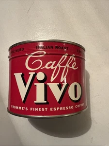 Vintage 1950s Caffe Vivo Espresso Italy Coffee Can Key Wind Tin NOS Full Sealed - Picture 1 of 7