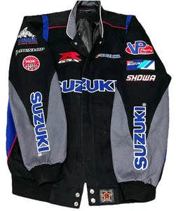 Vintage Jeff Hamilton Suzuki GSX-R bestickte Twill Baumwolljacke JH Design Gr. L - Bild 1 von 14