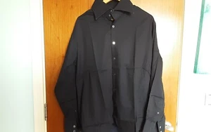 Mens Hawes & Curtis Hurst Shirt Single Cuffs Cotton Black Navy Dotted size XL - Picture 1 of 23