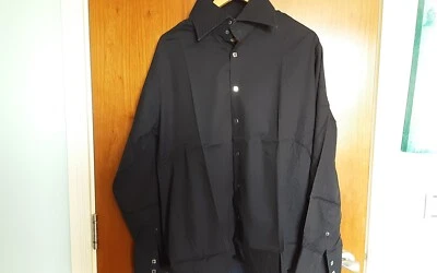Mens Hawes & Curtis Hurst Shirt Single Cuffs Cotton Black Navy Dotted size XL - Image 1 of 4
