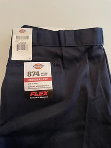 Dickies Herren Original Fit 874 Arbeitshose Größe 50X30 Blau Taschen, Neu Mit Etikett - Bild 1 von 11