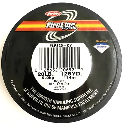 Рыболовная леска Berkley Fire Line Crystal 20 фунтов 125 ярдов сделано в США - Изображение 1 из 2