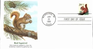 FLEETWOOD - RED SQUIRREL JUN 25 1993 MILWAUKEE WI FIRST DAY COVER (FDC) BX8 - Picture 1 of 2