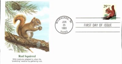 FLEETWOOD - RED SQUIRREL JUN 25 1993 MILWAUKEE WI FIRST DAY COVER (FDC) BX8 - Image 1 of 2