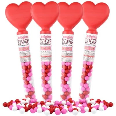 Valentines Day Sixlet Chocolate Candy Filled Tube Party Handouts Gifts 1.5oz 4pk Foto 1 de 4