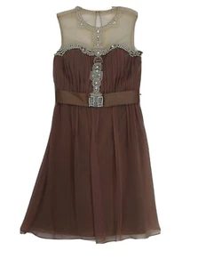 Kathy Hilton Embellished Chiffon Bisque Blush NWT Dress Size 10,RRP $280 - Picture 1 of 13