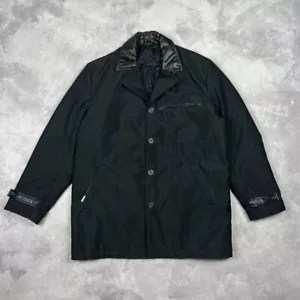 Men's Vintage Versace Classic Nylon Coat Jacket Black Size XL 56 Leather - Picture 1 of 13