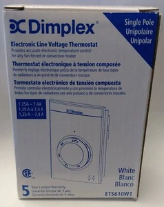Dimplex ETS610W1 Electronic Line Voltage Single Pole Thermostat (White Color) - Picture 1 of 6