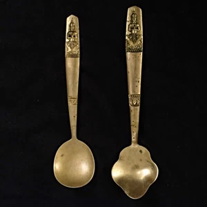 Vintage Messing Buddha Servierlöffel - 2er Set - 7,5"/8,25" - Bild 1 von 5