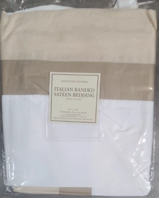 Restoration Hardware "Italian Banded " Flax Standard Pillow Sham - Image 1 of 4