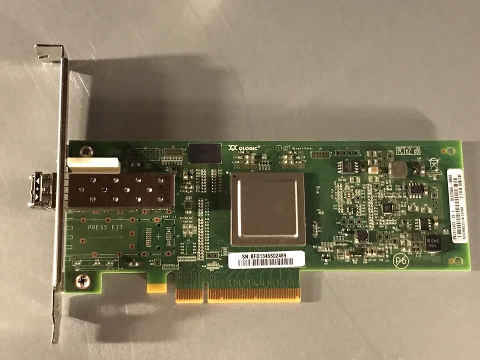 QLE2560 Lenovo IBM QLogic SanBlade 8Gb FC Single Port PCI-e HBA FH w/ 8G SFP FH - Image 1 of 4