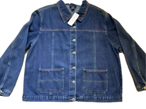 Womens Denim Jacket Size 18 Button Up Embroidered With Pockets CST BLUES - Picture 1 of 5