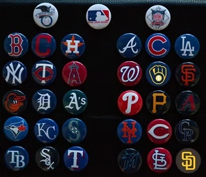 MLB Individual Magnets - Current & Retro - Choose From List - 1 1/2 Inch Round - Picture 1 of 44