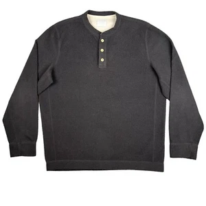 Abercrombie & Fitch Sweater Men's XL Solid Gray Poly Fleece Henley Pullover VTG - Picture 1 of 11