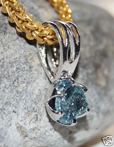 CIONDOLO DIAMANTE GREZZO BLU VERDE NATURALE 1,04 CT GREZZO DIAMANTE RUSTICO N... - Picture 1 of 4