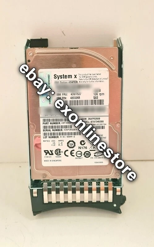 43W7535 - 73 GB 10K SAS 2.5" SFF Slim-HS HDD (FRU: 43W7537) - Image 1 of 1