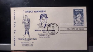 Great Yankees Vintage Envelope First Day Of Issue Babe Ruth Stamp & Envelope NYY - Picture 1 of 1