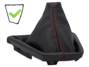 PARA BMW F20 F21 FUNDA PALANCA DE CAMBIO CUERO NEGRO COSTURAS ROJO + MARCO - Imagen 1 de 5